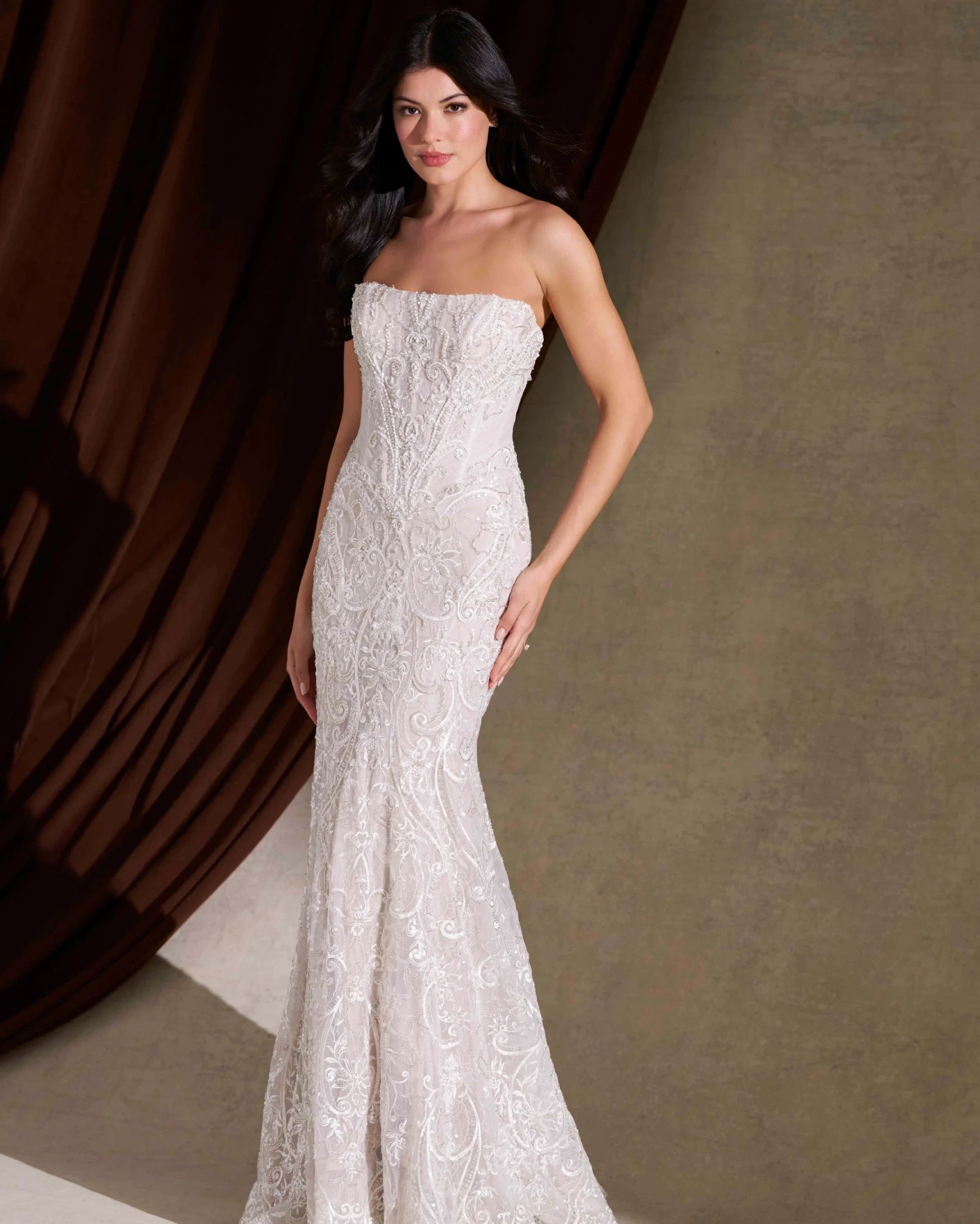 Model in Christina Wu Platinum dress