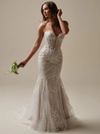 Maggie Sottero BENJIE (25MB271A01 - Unlined bodice, Chantilly lace) #3 Ivory Over Blush thumbnail