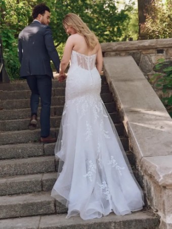 Maggie Sottero BENJIE (25MB271A01 - Unlined bodice, Chantilly lace) #2 Ivory Over Blush thumbnail