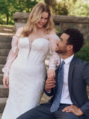 Maggie Sottero BENJIE (25MB271A01 - Unlined bodice, Chantilly lace) #0 Ivory Over Blush thumbnail
