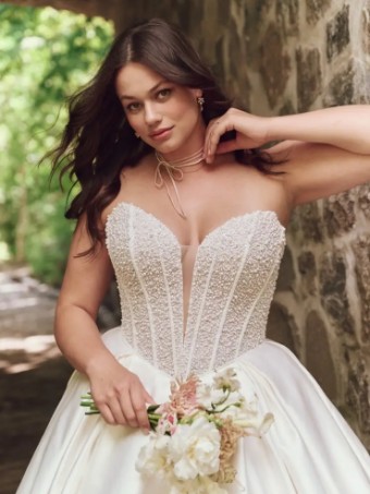 Maggie Sottero TINA (25MS261A01 - Plunge) #2 Ivory (gown with Natural Illusion) thumbnail