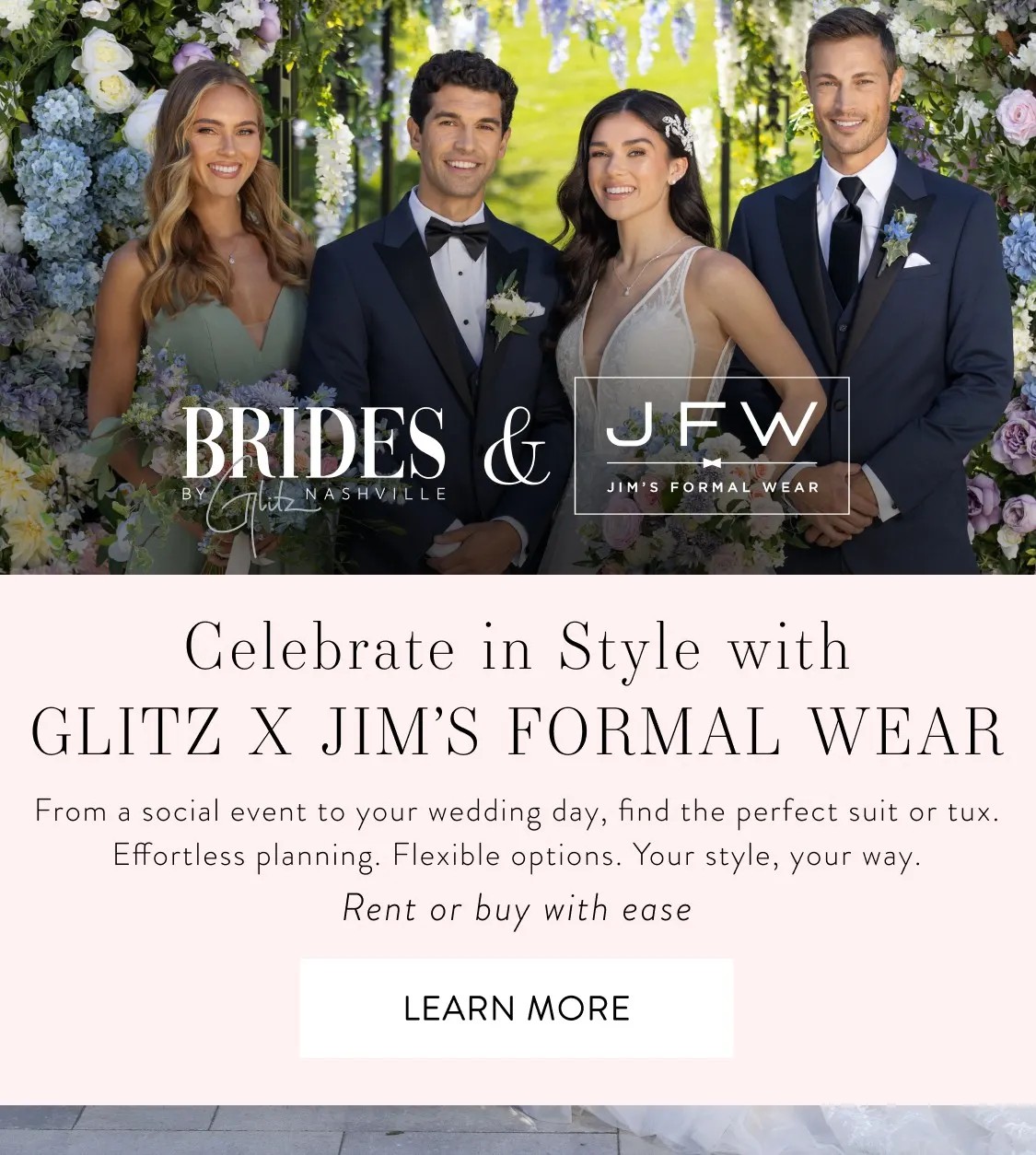 celebrate in style with glitz and jim's formal wear collaboration