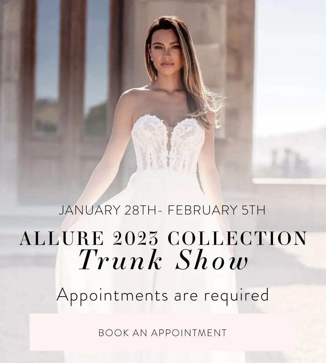 "Allure 2023 Collection Trunk Show" banner for mobile