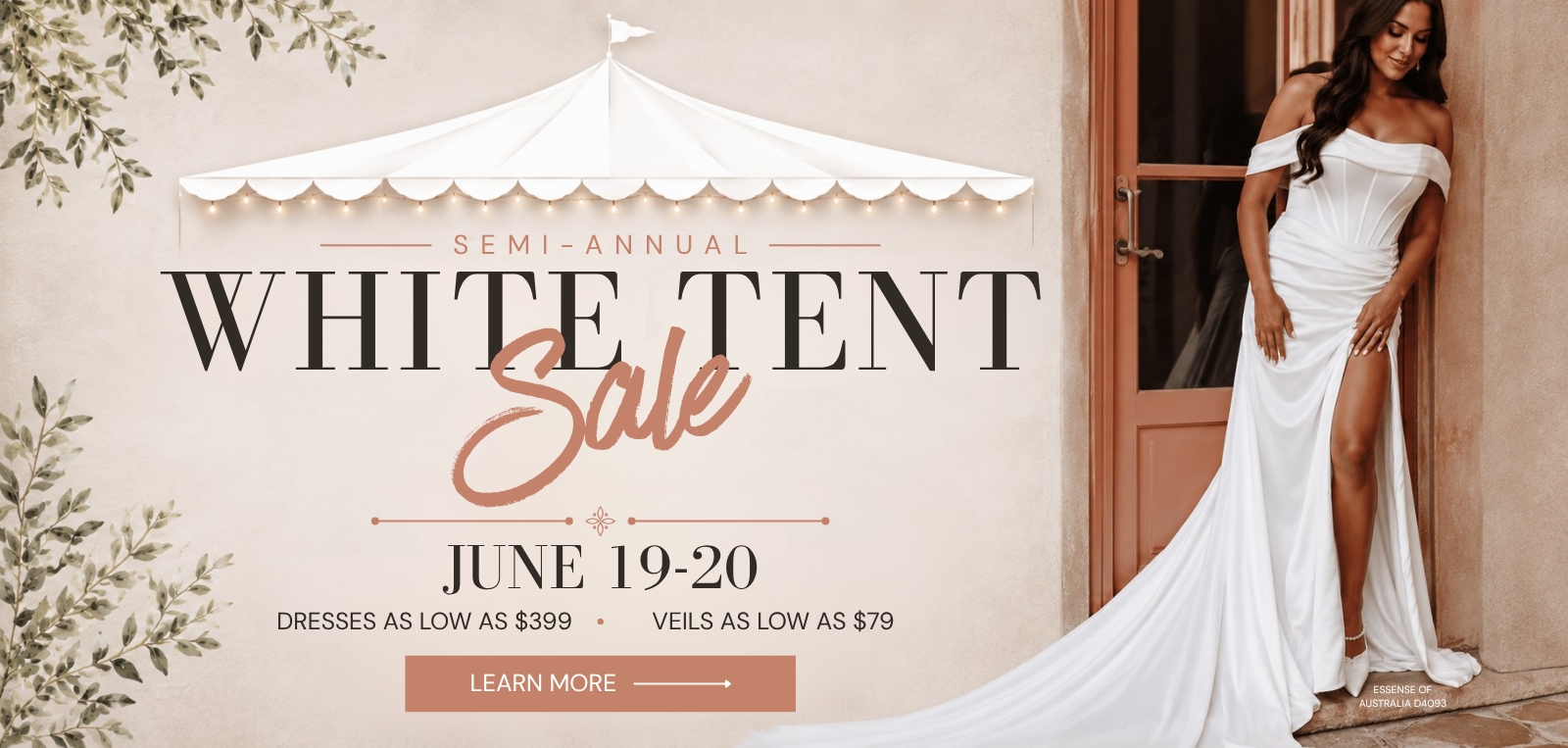 White Tent Sale Desktop Banner